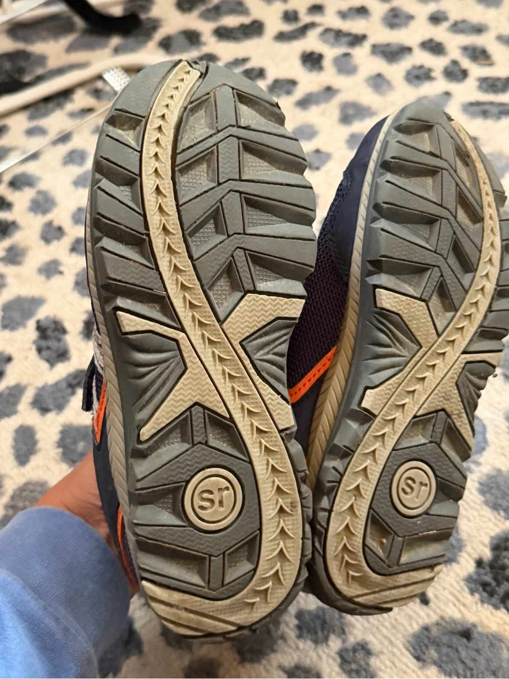 Stride Rite Navy and Gray Kids Sneakers with Orange Trim